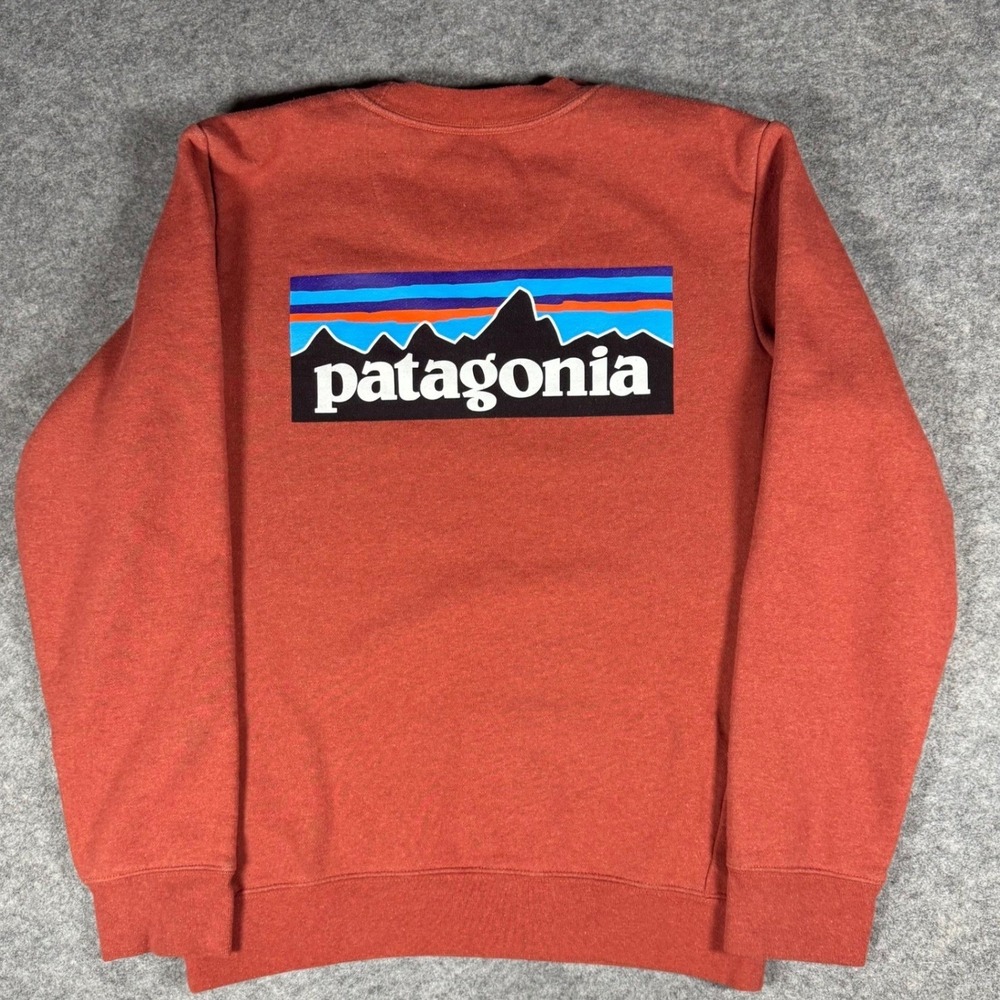 Patagonia Mens XS Logo Uprisal Crew Neck Sweatshirt Burnt Red Hiking Outdoors